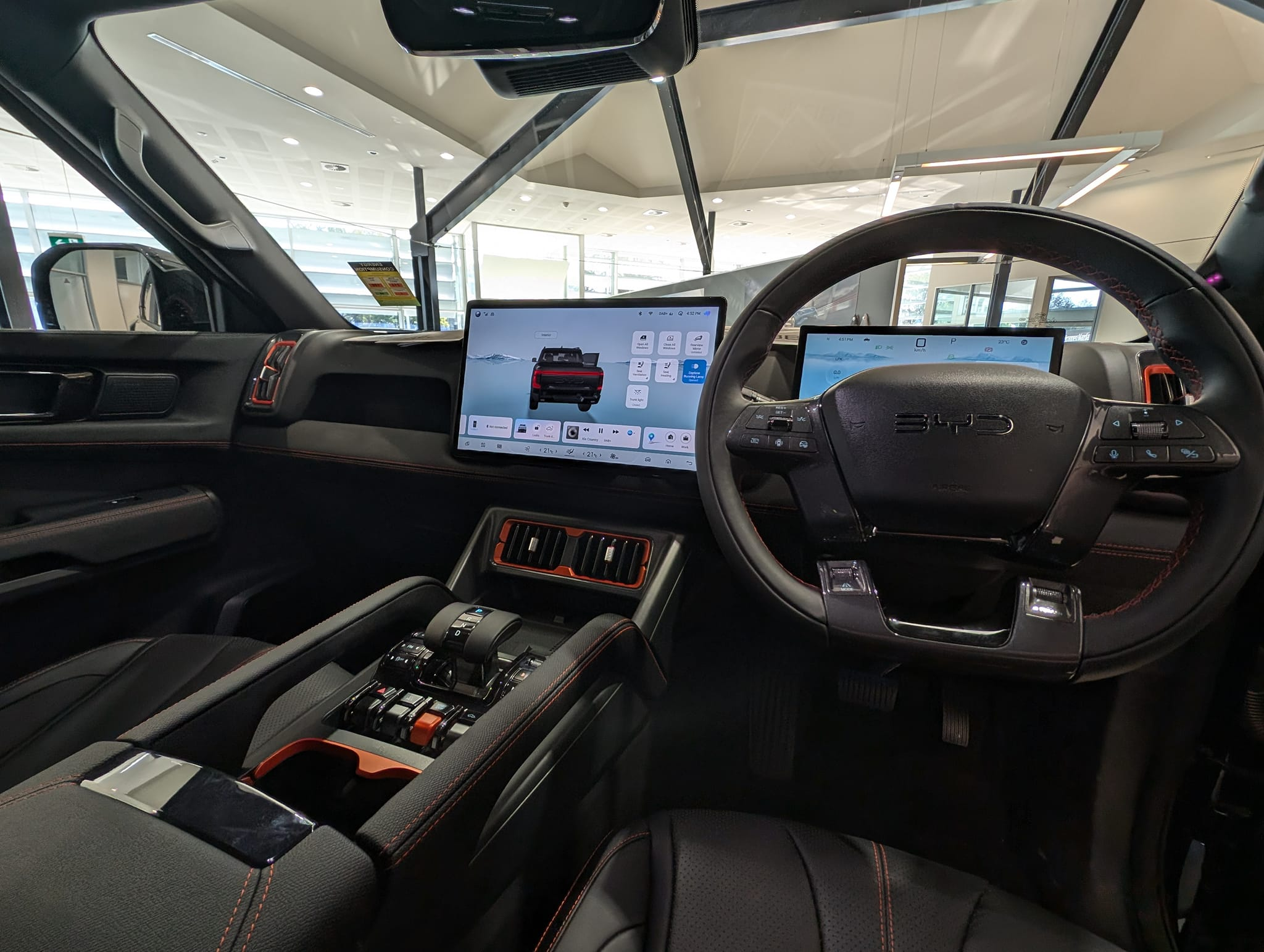 Interior of the 2025 BYD Shark 6 showing premium tech in South Africa